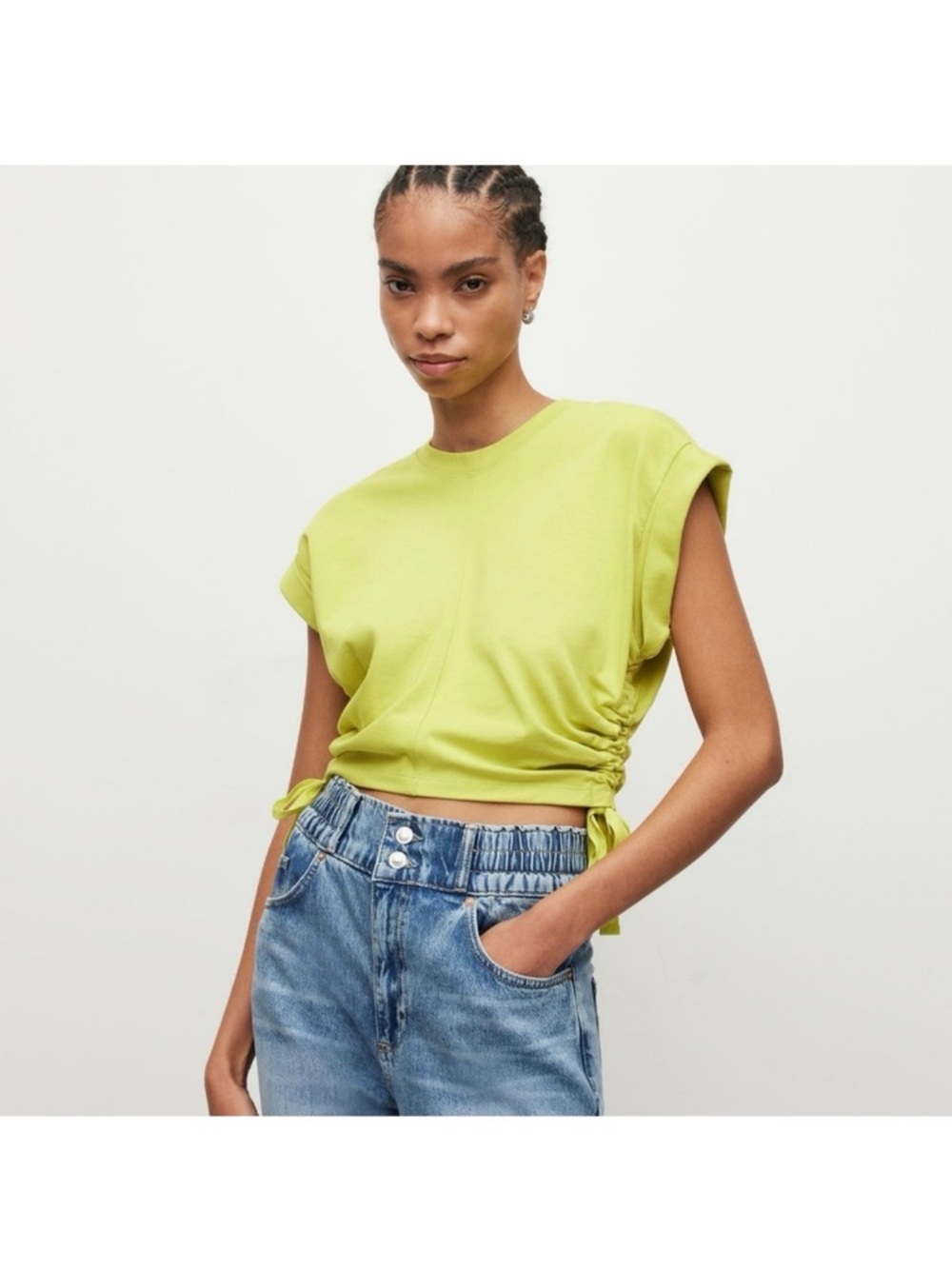 All Saints Lime Mira, Ruched-SideTop